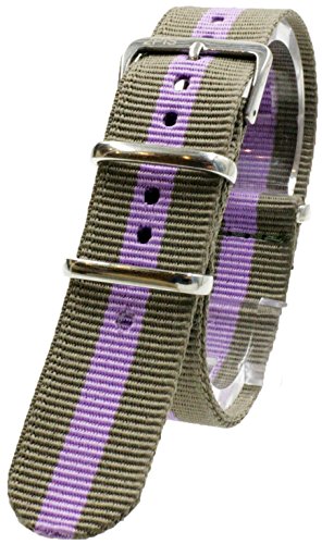 [2PiS] Nato Nylon ( Dark Beige / Purple : 18mm ) Interchangeable Replacement Watch Strap Band 128-1-18