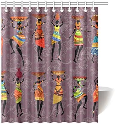 POEENG Custom African Women Waterproof Polyester Shower Curtain 60"x72"