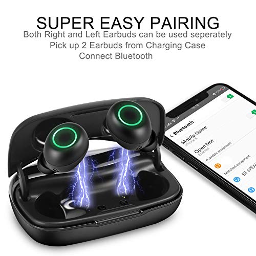 GIEC True Wireless Earbuds Bluetooth Earbuds Wireless Headphones in Ear Built-in Mic Headset Wireless Earphones,90 Hours Playtime,Phone Holder,Power Bank,IPX5 Splashproof Sports Earbuds,LED Display