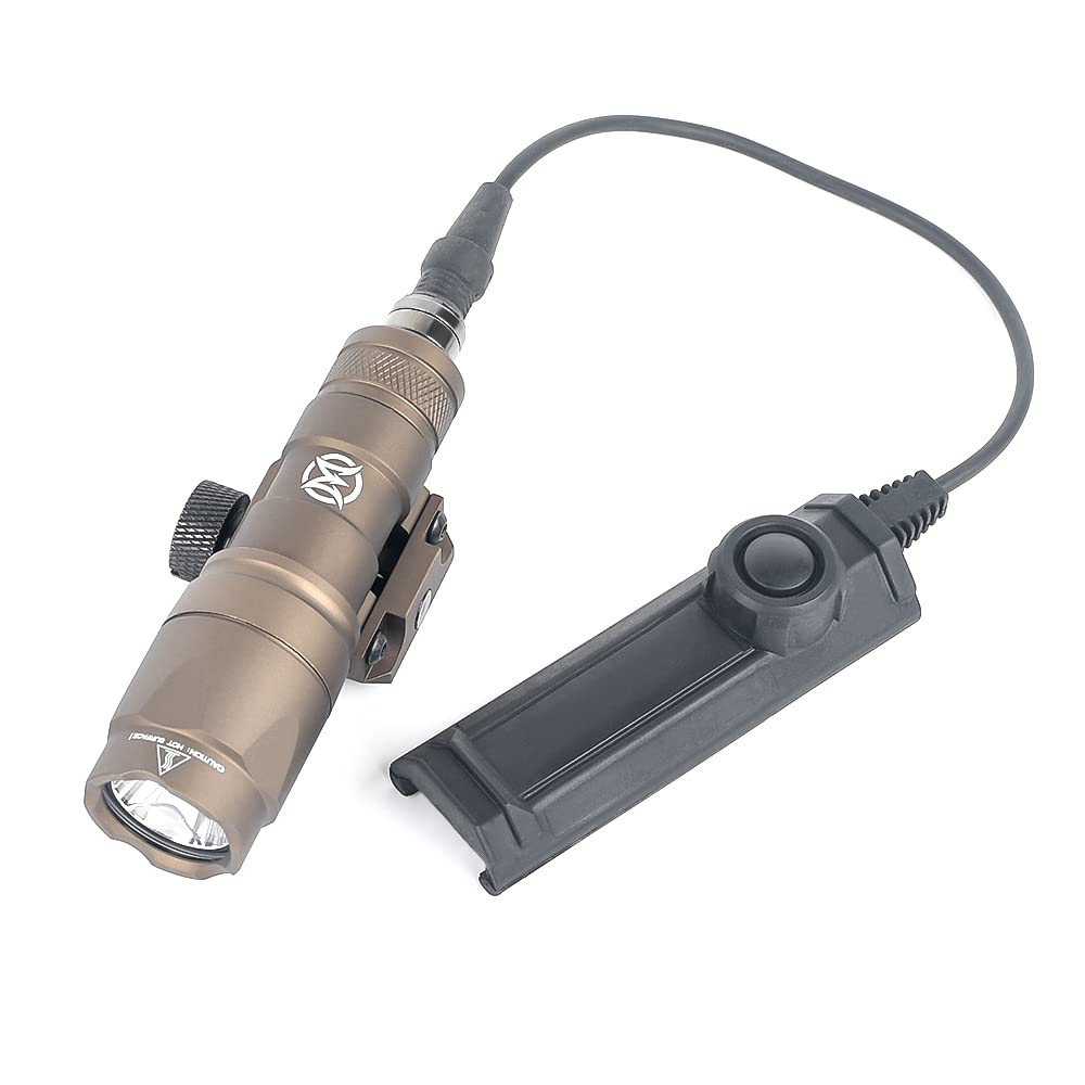 SBGJMY M300A Tactical Torch Flashlight,600 Lumens LED Hunting Torch with Dual Function Pressure Switch,Tactical Scout Light with Quick Release Mount for 20mm Picatinny Rail System (Tan)
