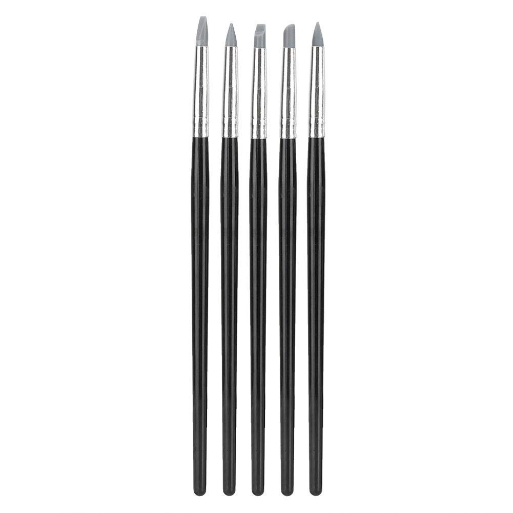 5pcs Rubber Pens Clay Sculpting Tool Set Pottery Soft Clay Elimination Fingerprint Tool Silicone Head Shapers Accessory