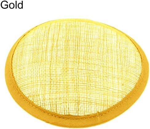 Funie Women Sinamay Cocktail Hat Fascinator Round Base Millinery DIY Craft Accessory (Gold)