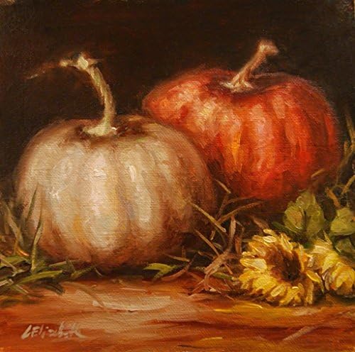 AKDGND Art Oil Painting Art Print on Canvas Pumpkins and Sunflowers Wall Decor for Room 20x24 inch No Frame
