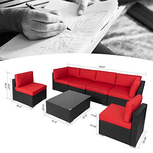 Walsunny 7 Piece Outdoor Sectional Patio Furniture Set, Outdoor Couch