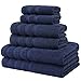 Premium, Luxury Hotel & Spa Quality, 6 Piece Kitchen and Bathroom Turkish Towel Set, Cotton for Maximum Softness and Absorbency by American Soft Linen, [Worth $72.95] (Navy Blue)