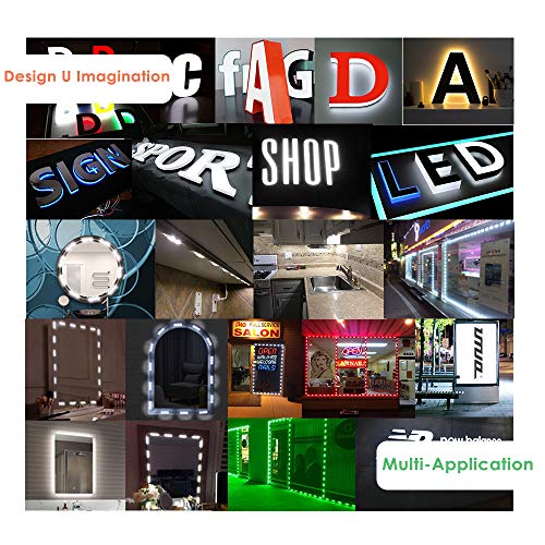 UTUO [50pcs,24ft] LED Sign Module, 12V DC Backlight Illumination for Advertising Box Showcase Cove Signage Letter Lighting with Adhesive Tape [Cool White CCT: 12000-13000K] - Thumbnail 7