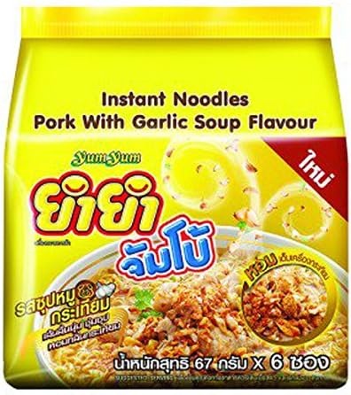 YumYum  Jumbo Instant Noodles Pork with Garlic soup flavor 67 g Pack 6