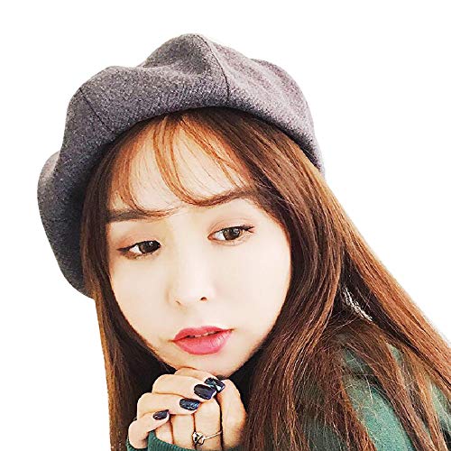 Women's Cotton Beret Artist Hat French Beret Hat Casual Winter Wram Octagon Beret Cap for Lady Girls (D, Head Circumference:58-60cm)