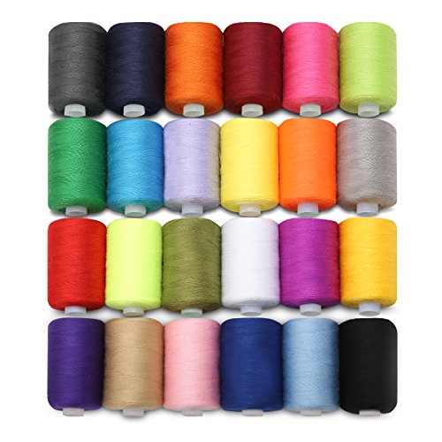 KING DO WAY 24 Assorted Colors Polyester Sewing Thread Spool 1000 Yards Each