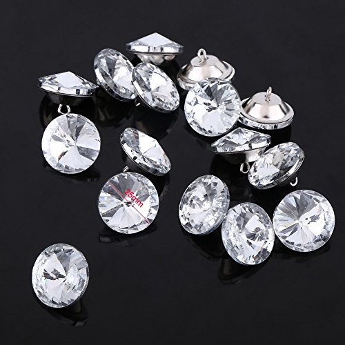 50Pcs Rhinestone Crystal Buttons with Metal Loop Round Buttons for Sewing Sofa Upholstery Button Crafts Decoration Mother's Day Valentine's Gift (Size:25mm)