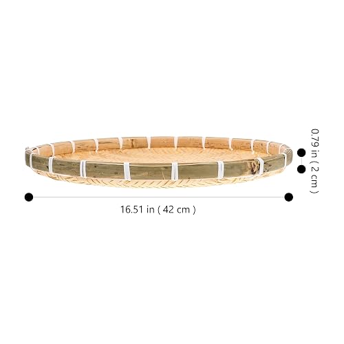 GANAZONO Bamboo Woven Tray Round Bamboo Basket for Food Storage Decorative Woven