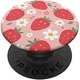Pink Strawberry Daisy Pattern PopSockets Adhesive PopGrip