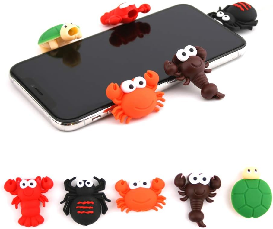 Axanbox 3D Cartoon Animal Cute Cable Protector Charger Cord Protector Charger Protector Cable Bites Charger Cord Saver for iPhone Charger ipad (DSNPP-9PCS)