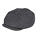 BOTVELA Men's 8 Piece Wool Blend Newsboy Flat Cap Herringbone Pattern in Classic 5 Colors (Black, XL)