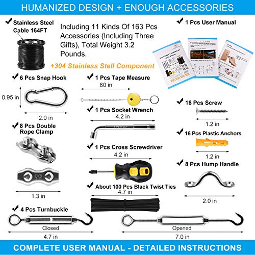 Newleray String Light Hanging Kit,Guide Wire for Outdoor String Lights