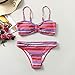 Womens Push-Up Swimsuit Summer New Two Piece Stripe Bikini High Waist Swimming Suit Purplethumb 4
