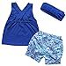 iiniim Baby Girls 3PCs Flower Outfit Headband + Vest Top + Shorts Clothes Set Blue 9-12 Months