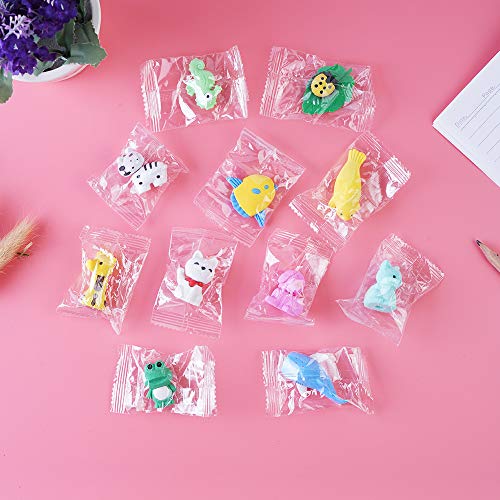 E-UNIONA 40pcs Detachable Assembly Animal Pencil Eraser Set for Classroom Awards, Game Prizes, Children's Puzzle Games and Birthdays ,Weddings Party Gifts.