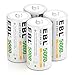 EBL C Batteries High Energy 5000mAh Ready2Use C Rechargeable Battery Cells, 4 Counts primary