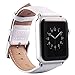Valkit Compatible Apple Watch Bands 42mm 44mm Genuine Leather Strap Smart Watch Band Bracelet Replacement Wristband with Stainless Steel Adapter Clasp Replacement for Apple iWatch 4 3 2 1, 42MM -White
