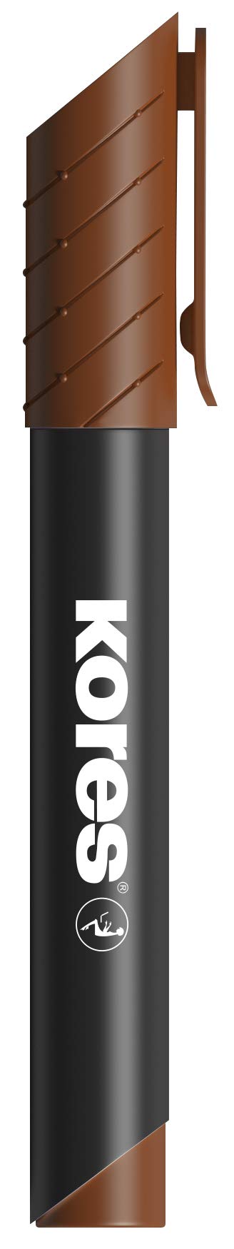 Kores - K-Marker XP1 Brown Permanent Marker Round Tip with Waterproof and Low Odor Ink for All Surfaces M20938