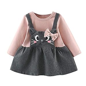 WEXCV Babykleding voor meisjes, cartoon kat, bow rok, jurk, strap, rok of korte katoenen outfit, prinses kleine kinderen…