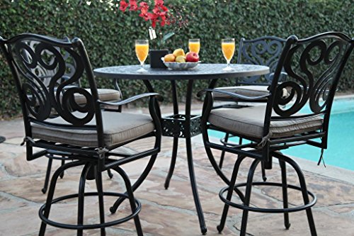 CBM Outdoor Patio Furniture 5 Piece Aluminum 48" Bar Table Set with 4
Swivel Bar Stool cbm1290