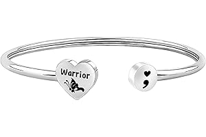 BAUNA Warrior Semicolon Cuff Bracelet Depression Suicide Awareness Inspirational Encouragement Friendship Jewelry