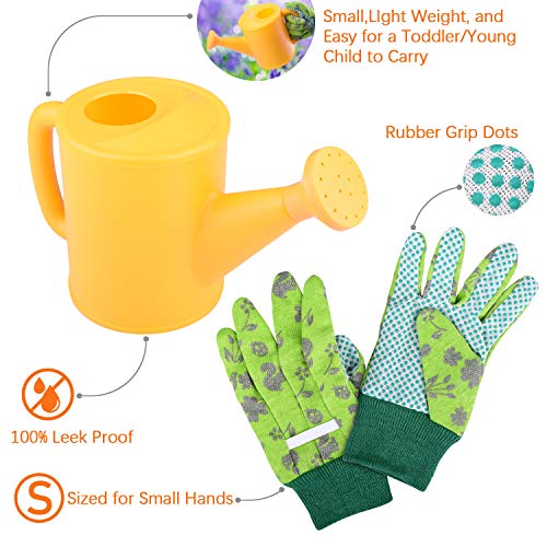 KINCREA Kids Gardening Tools, Outdoor Toys Set Gardening Set Includes Sturdy Tote Bag, Watering Can, Shovel, Rake, and Trowel