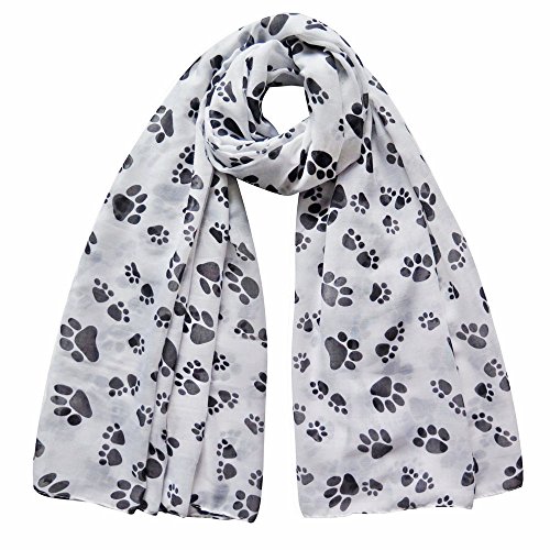 Lina & Lily Dog Cat Footprints Print Scarf (White)
