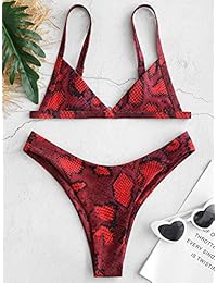 ZAFUL Traje de baño con estampado de piel de serpiente para dama, traje de baño de dos piezas