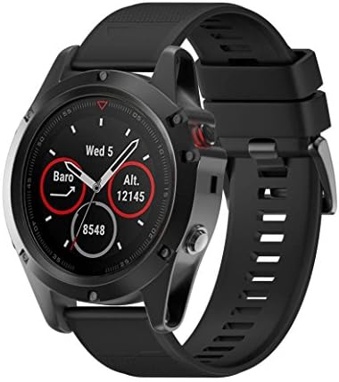 TOPUNDER Replacement Silicagel Quick Install Band Strap For Garmin Fenix 5X GPS Watch (Black)