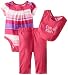 Calvin Klein Baby Girls' Creeper with Pull On Pants and Bib, Purple, 3-6 Months