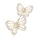 sourjas Gold Hollow Butterfly Brooch Clear Crystal Brooch Pins Elegant Women Girl Jewelry for Wedding Party