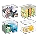 mDesign Plastic Kitchen Pantry and Fridge Storage Organizer Box Containers w/Hinged Lid for Shelves or Cabinets, Holds Food, Snacks, Seasoning, Condiments, Utensils, Lumiere Collection, 4 Pack, Clear
