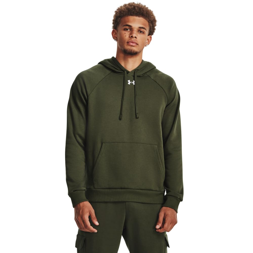 Under Armour Men's Rival Fleece Hoodie, (390) Marine OD Green / / White, Small Image Under Armour Men's Rival Fleece Hoodie, (390) Marine OD Green / / White, Small Image