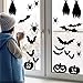 45 Pcs Halloween Wall Decals Large Removable Wall Stickers Black Window Clings Pumpkins Spooky Cemetery Castle Skeleton Spider Cats Ghost Candlestick Witch and Bats Tomb for Halloween Party Decoration