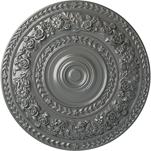 Ekena Millwork CM33ROSLS Rose Ceiling Medallion, Silver, 33-7/8" x 2-3/8"