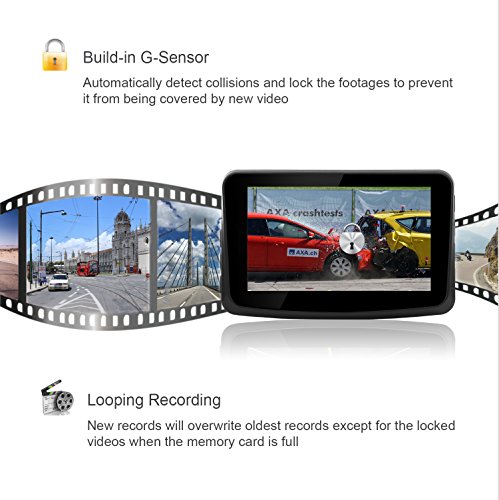 Car Dash Cam Driving Recorder - Raynic Camcorder Dashboard Camera with Rotatable Lens, 3" IPS LCD Screen, Full HD 1080P Video, 170° Wide Angle Lens, Loop Recording, G-Sensor and WDR for Car, Truck