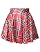 Pink Queen Women Girls Digital Print Stretchy Flared Pleated Casual Mini Skirt (Free Size, Red Plaid)