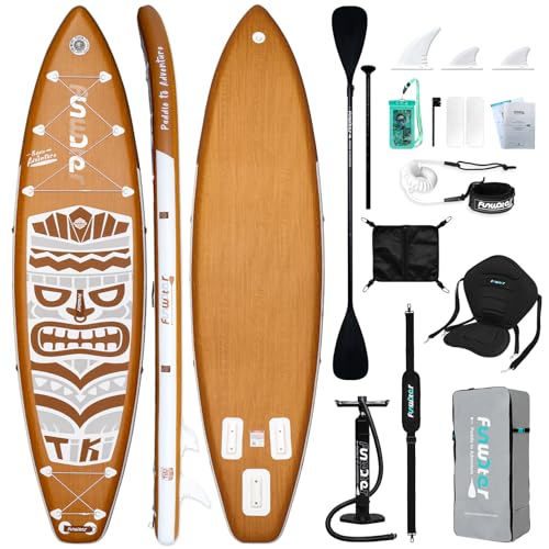 FunWater Upgrade Tiki Stand Up Paddle Board Aufblasbares SUP Mit Rutschfestem Eva Deck Komplettem Zubehör Für Anfänger Geeignet