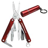 Leatherman - Squirt ES4 Multitool + LED Lenser K2L Flashlight Keyring Torch (Red)