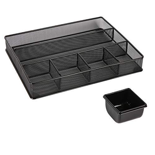 DESIGNA Desk Drawer Organizer Tray, Metal Mesh Pencil Organizer for Desk Drawer, for Home Office and School, Black - Thumbnail 5