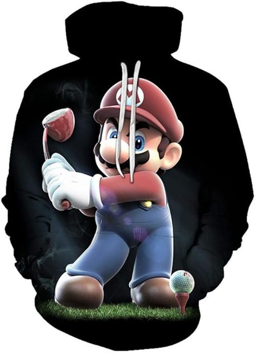 Men's Super Mario Hoodie,Printed Drawstring Hooded Long Sleeve Loose Fit Hoodies: Amazon.co.uk 