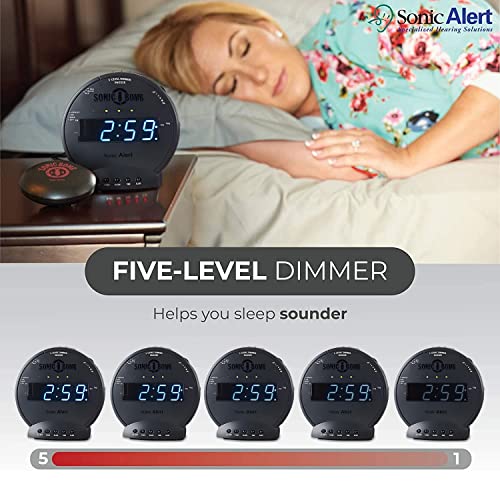Sonic Alert Sonic Bomb Dual Alarm Clock with Bed Shaker, Black