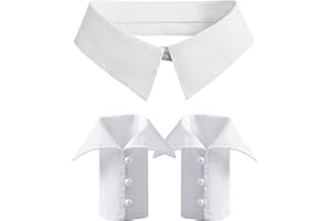 Joyci Fack Collar Wrist Cuff Set, Women's Accessories White Collars and Fake Cuffs for Work, Formal Events, Daily Outfits
