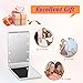 LED Lighted Travel Makeup Mirror, Handheld Illuminated Compact Mirror, Portable Folding Cosmetic Mirror with Light, Touch Dimmable, 1X & 2X Magnification, Upgraded Brightness, White,Gift