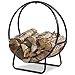 Goplus Firewood Log Hoop Tubular Steel Wood Storage Rack Holder Curved Display for Indoor & Outdoor (24-Inch)