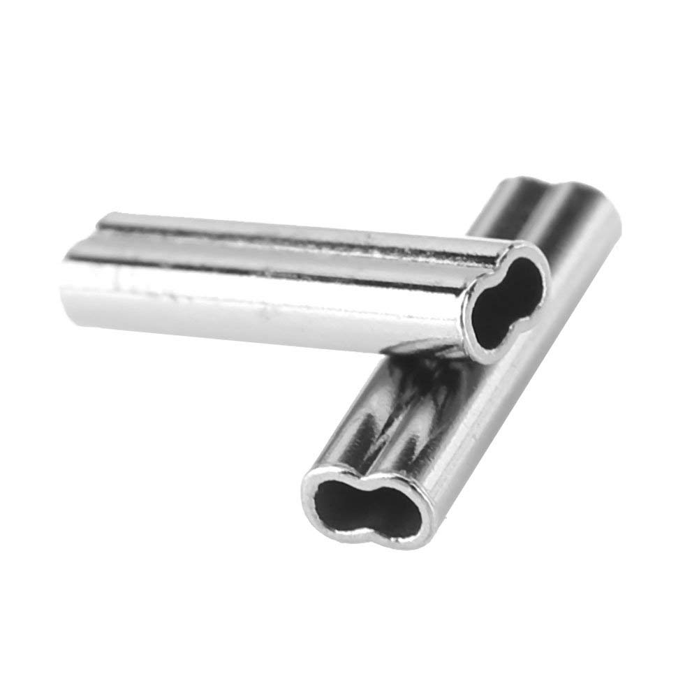 VGEBY 100pcs Fishing Sleeves, Double Barrel Sleeves Copper Tube Connectors 1/1.2/1.4/1.6/1.8/2mm(1.0mm10mm