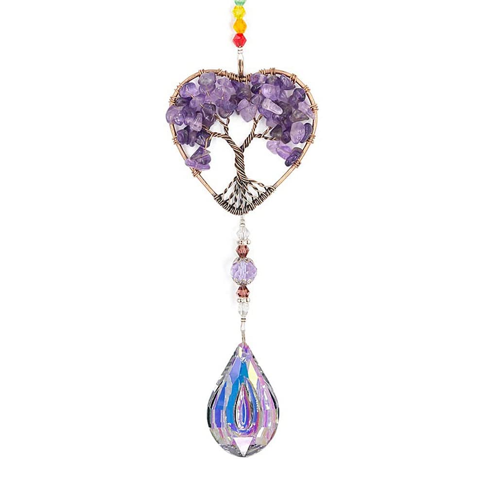Amethyst sun catchers for windows,novelty gifts for women,Tree of Life Natural Chakra Healing Crystal Stone Spiritual crystal gifts for women